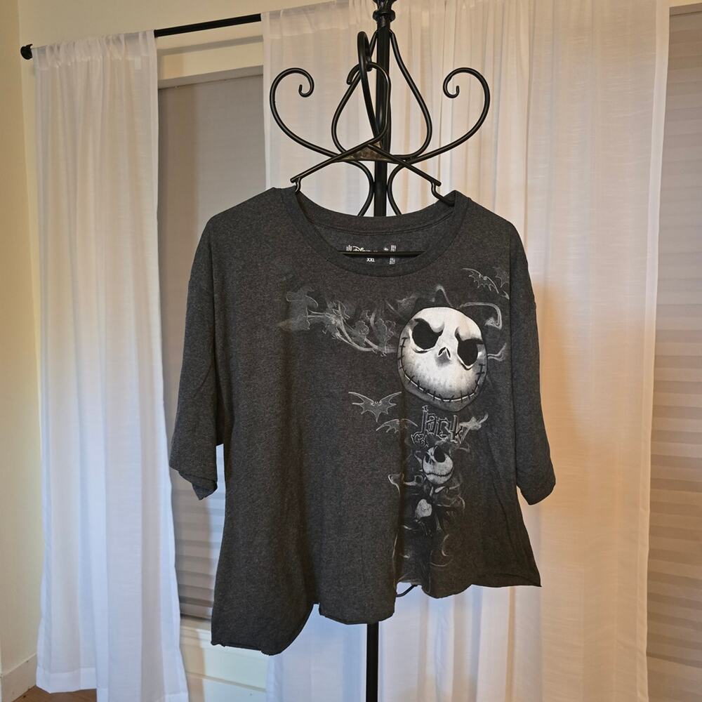 Disney Gray Crop Top with Jack Skellington Design